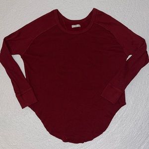 Oversized maroon waffle long sleeve